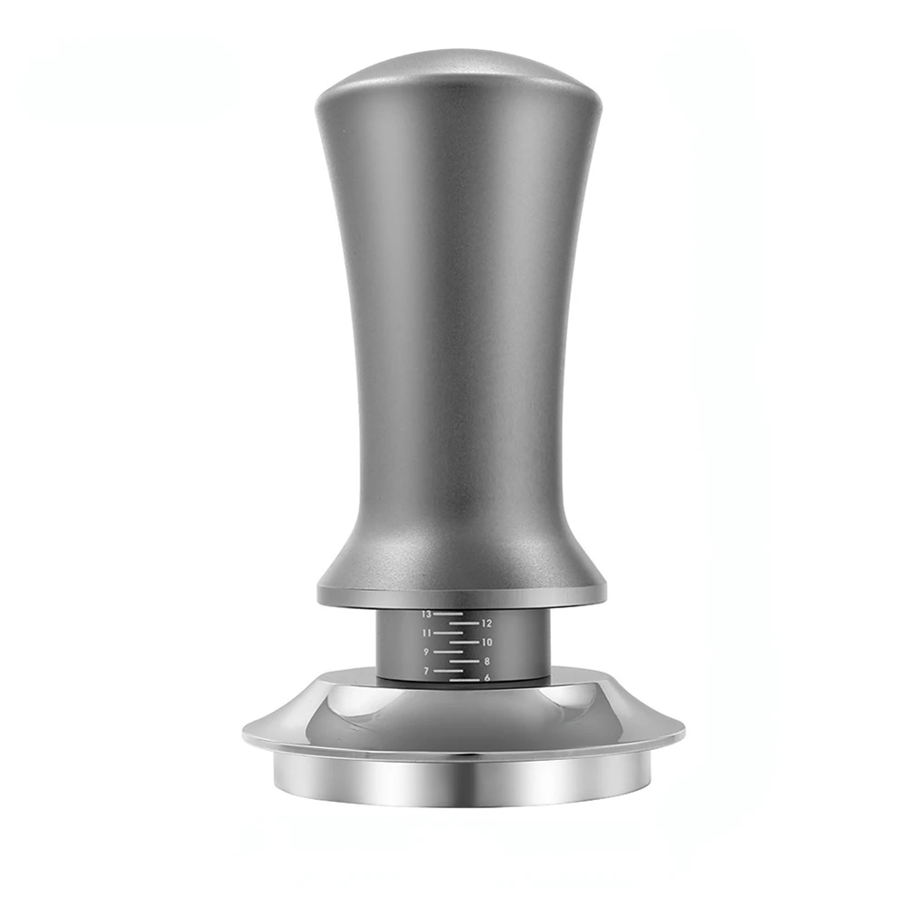 

Coffee Tamper Adjustable Depth with Scale 30Lb Espresso Springs Calibrated Tamping Stainless Steel Flat Base Grey 51Mm