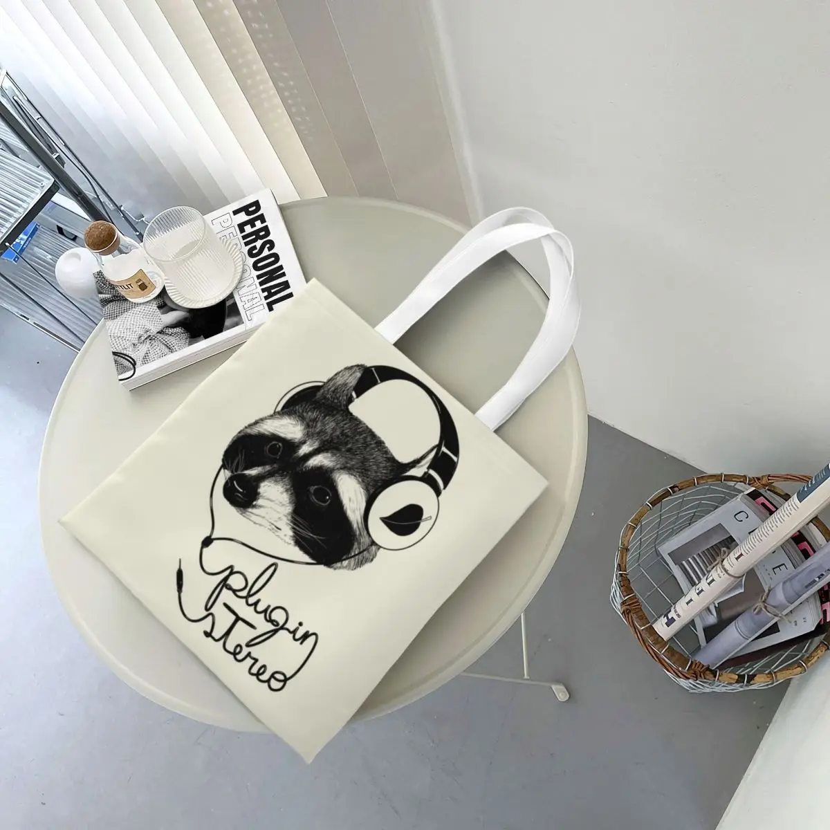 Funny Animal Raccoon Trash Panda Racoon  Shopping Bags Canvas The Tote Bag Foldable for Girls Shoulder Tote Travel Handbag