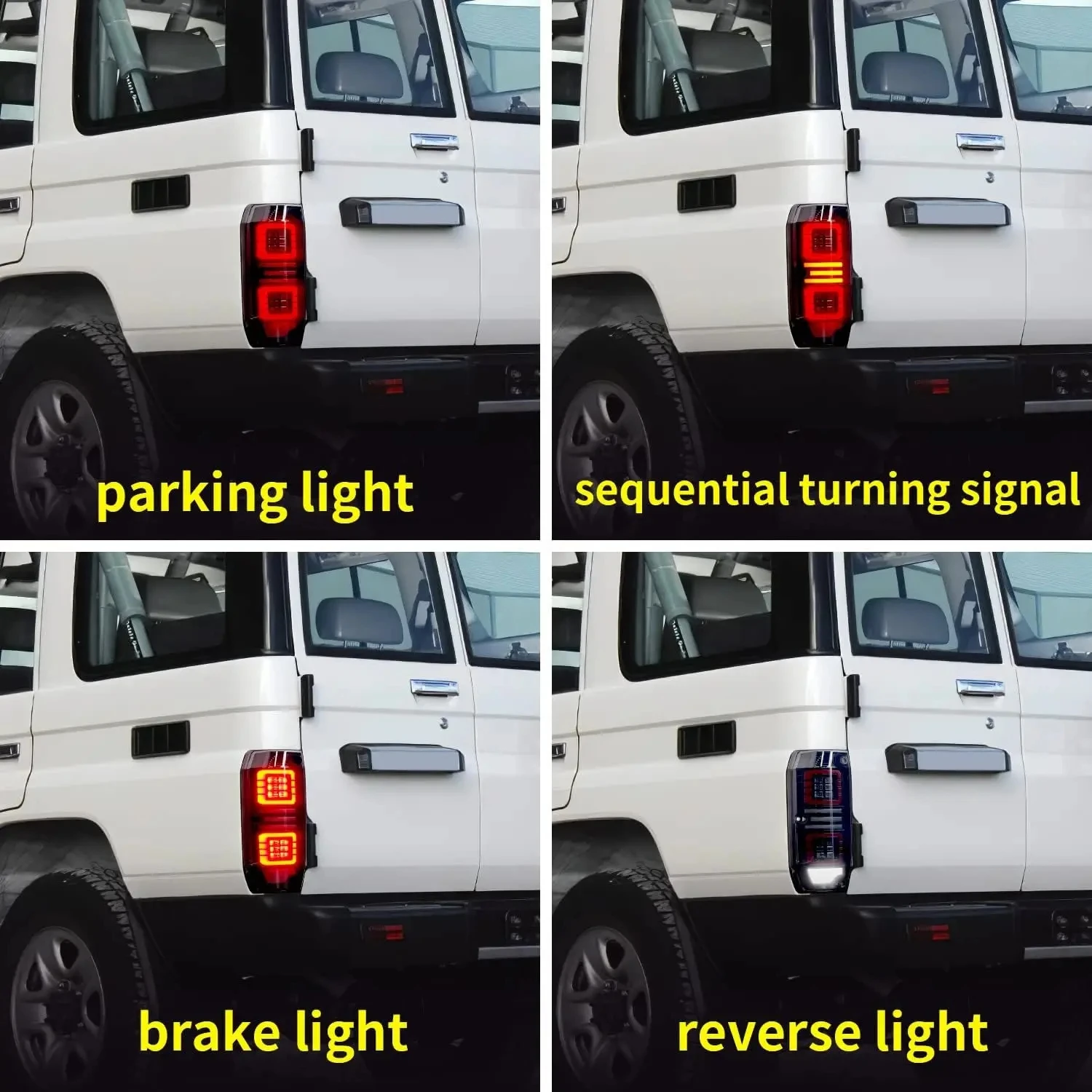 أضواء خلفية LED لسيارة TOYOTA Land Cruiser 70 LC70 1984-2021 الضوء الخلفي مع مؤشر متسلسل DRL للرسوم المتحركة #4