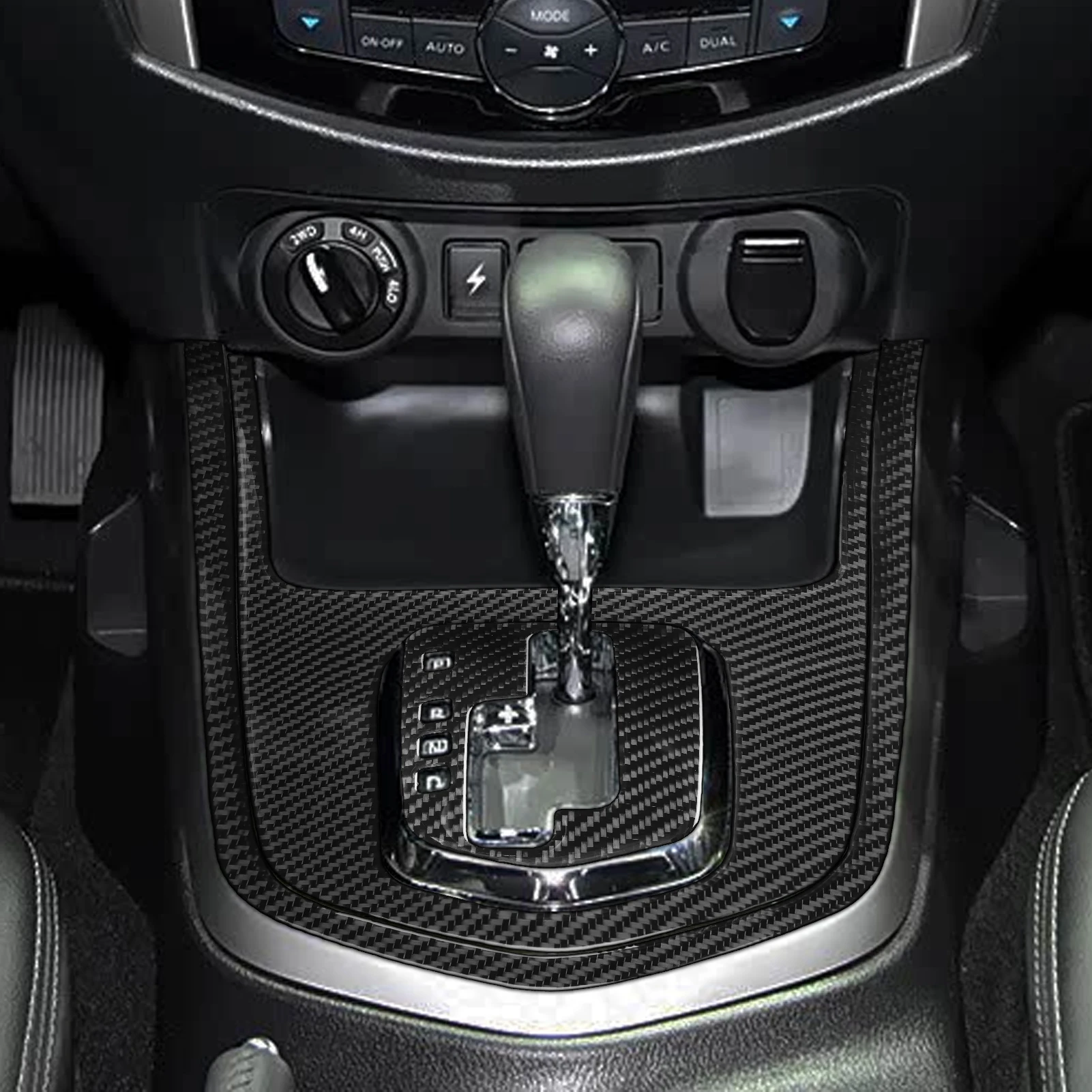 For Nissan Navara NP300 D23 2014-2024 Carbon Fiber Central Console Gear Shift Panel Cover Decorative Set Car Accessories Sticker
