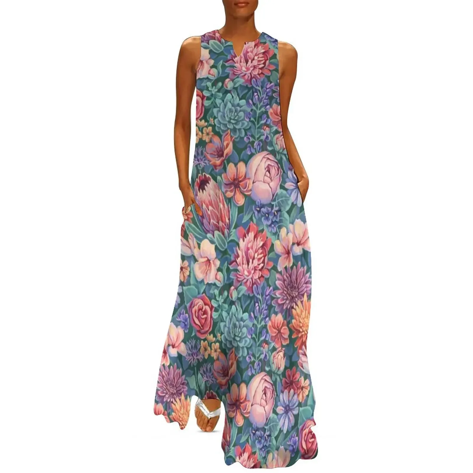 

Summer Flowers Long Dress women's summer jumpsuit Women's summer suit Dress