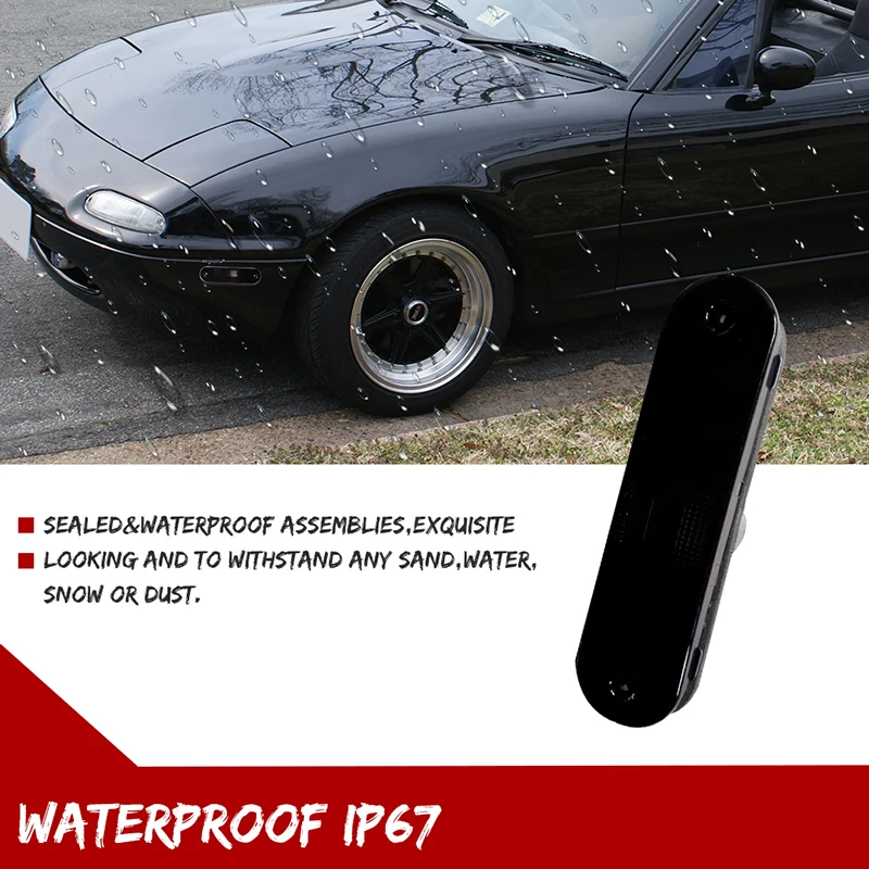 Gtinthebox Geräucherte Linse vorne/hinten Stoßstange Seitenmarkierungsleuchte Abdeckung Gehäuse für Mazda Miata/MX-5 1990–2005, keine Glühbirne/Sockel – Detail 7