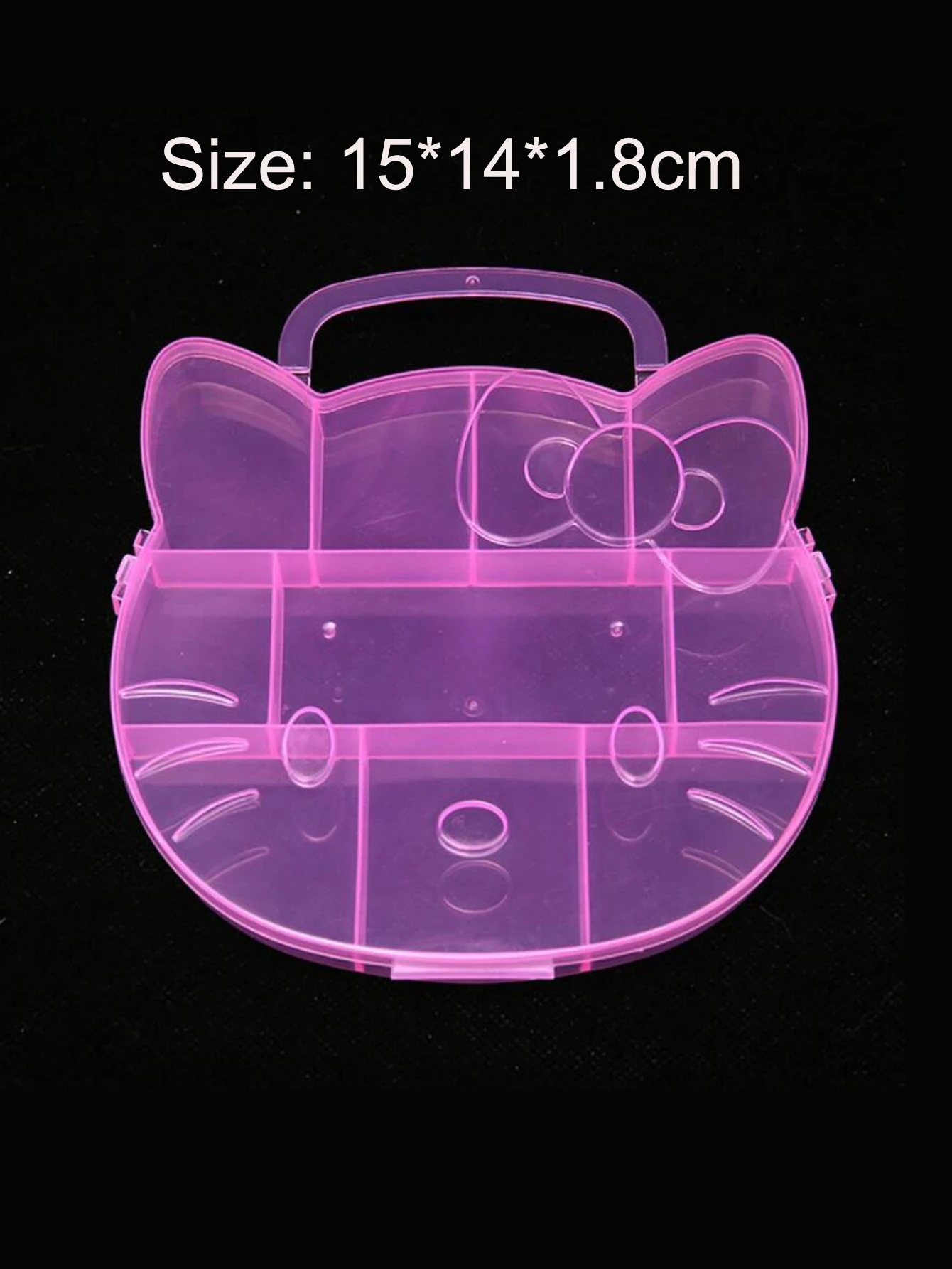 Boîte de rangement vide en forme de Hello Kitty, 1 pièce, avec poignée, chat de dessin animé, boîte à bijoux mignonne, perles à ongles, diamants, strass, étui à breloques