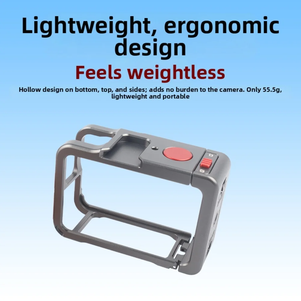 Gabbia protettiva per fotocamera per DJI Action 6 Gabbia per conigli di espansione in lega di alluminio con cappuccio di protezione per obiettivo per action camera