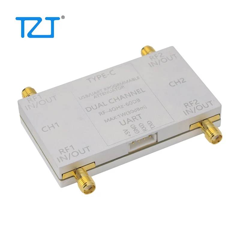 TZT RF-4GHz-60DB Dual Channel Programmable Attenuator RF Attenuator (Main Unit + Type-C Cable) for PC