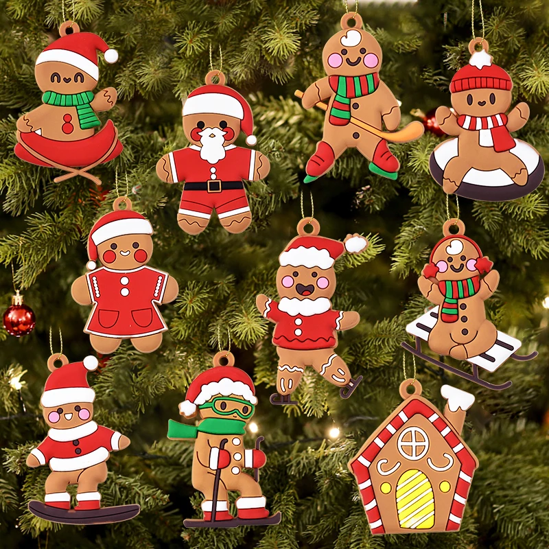 10pcs Sport Gingerbread Man Pendants Christmas Tree Hanging Ornament 2024 Xmas Noel Navidad Home Decoration New Year Gift 2025