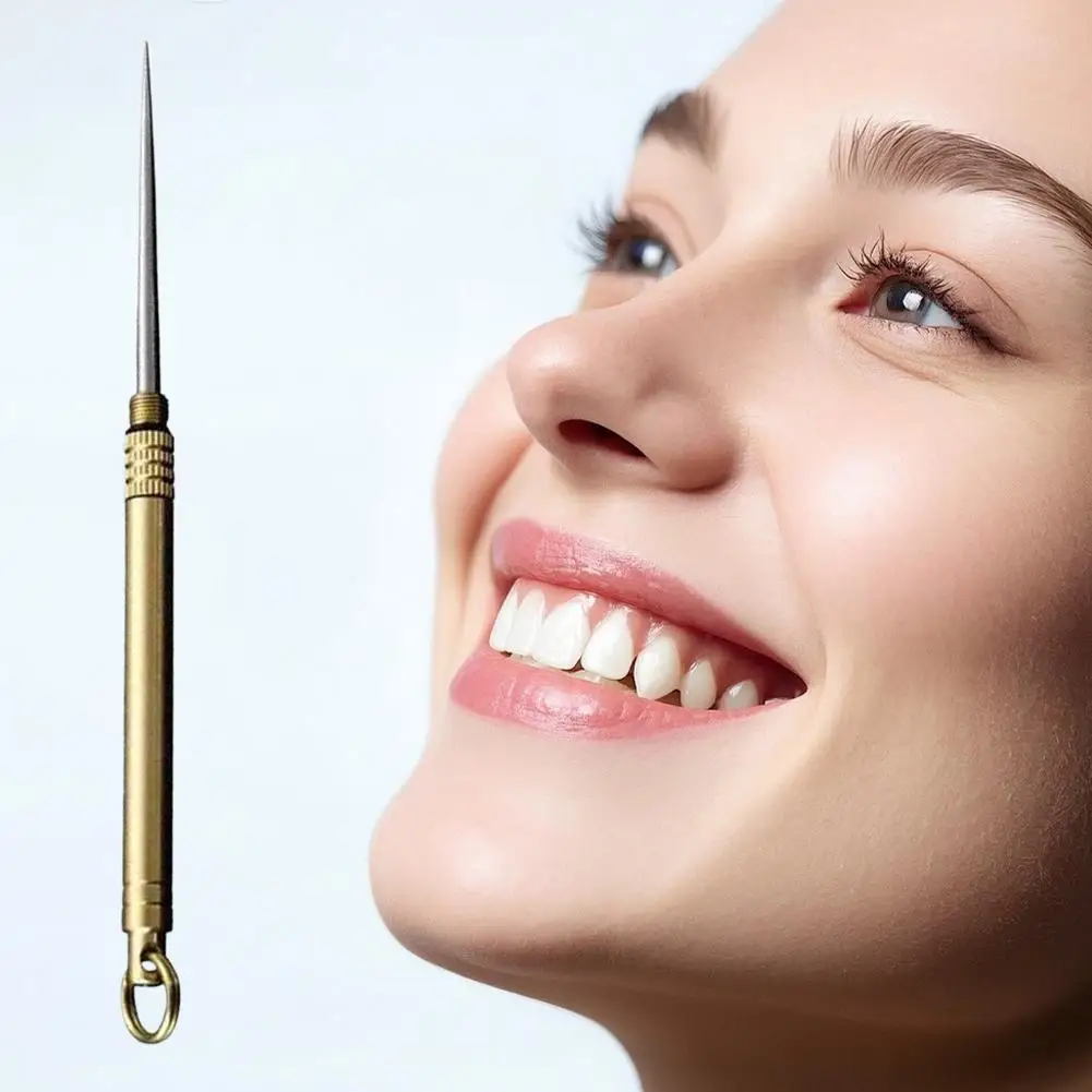 Reusable Titanium Toothpick Protable Keychain Toothpicks Brass Camping Picnic Case Accessories With Outdoor Y0I9