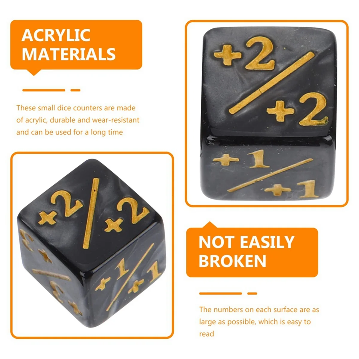 A71P 24 stücke Würfel Zählen Tokens Acryl Würfel Quadrate Positive Negative Würfel Karte Spiel Zubehör Kinder Lernen Spielzeug Schwarz