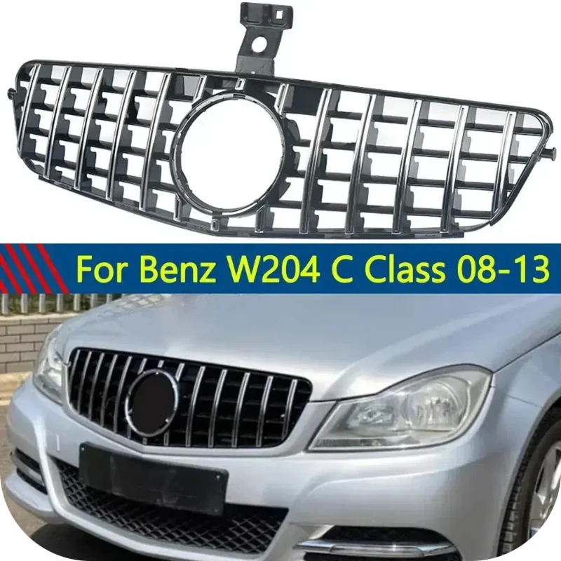 

Для Mercedes Benz W204 C250 C300 C350 GTR Styleпередняя решетка капота гоночный бампер гриль хром + черный тюнинговые аксессуары