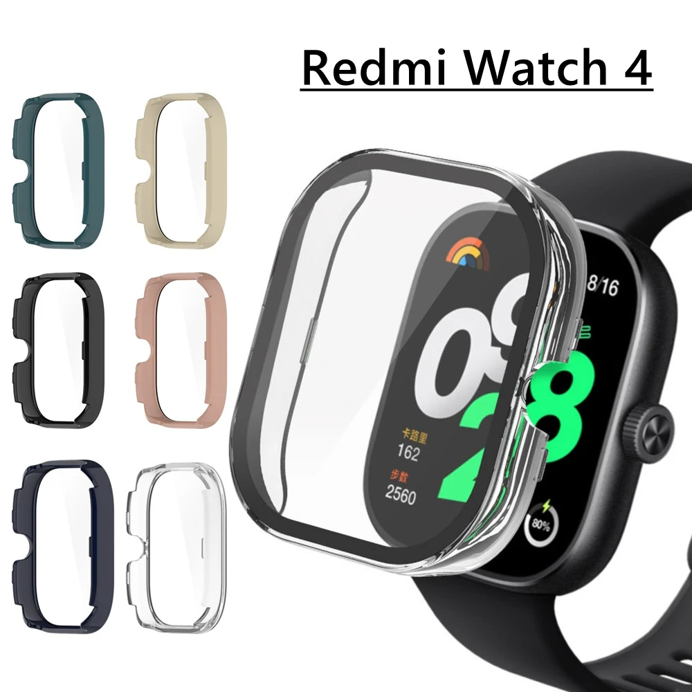 Hard PC Case for Redmi Watch 4 Full Cover Screen Protector Glass Watch4 Anti-fall Cases Shell