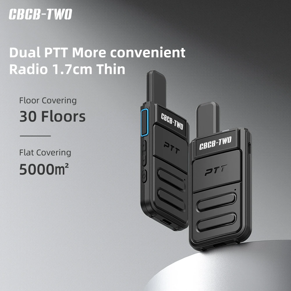 CBCBTWO GT-911 2PCS Ultra-thin Mini Walkie Talkie PMR FRS Profesional Portable Type-C Charging Two Way Radio Hotel Restaurant