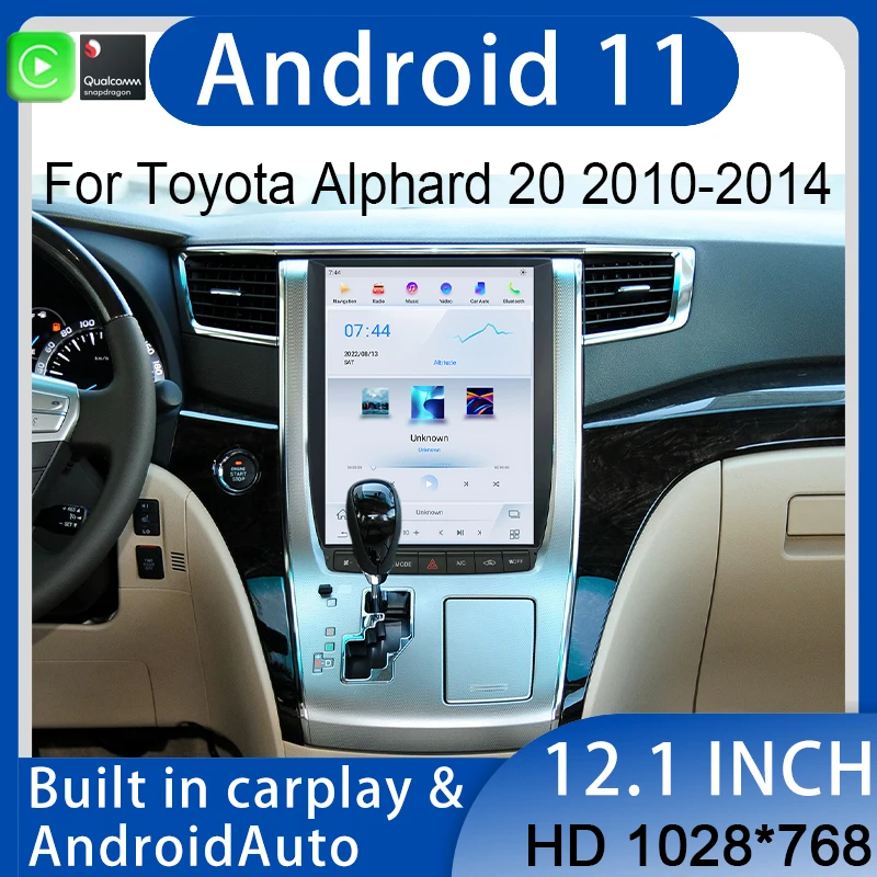 Android 11 12.1inch Carplay For Toyota ALPHARD 20 2008-2014 Car Multimedia Player GPS Navigation Radio Head Unit Screen 4G WIFI