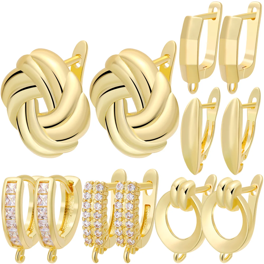 

Juya 2 4 6Pcs/Lot DIY Gold Silver Plated Anti-Allergy Fastener Schwenzy Earwire Stitches Earplug Clasp Earring Hooks Accessories