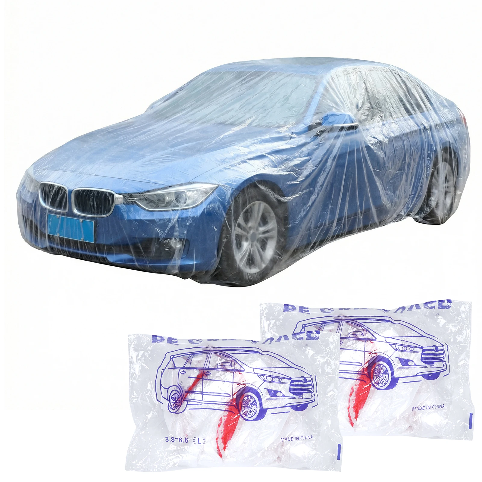 

50 Packs Universal Disposable Car Covers Car Condom with Elastic Band (12.5x21.6 Ft) for Outdoor Snow/Rain Weather Protection
