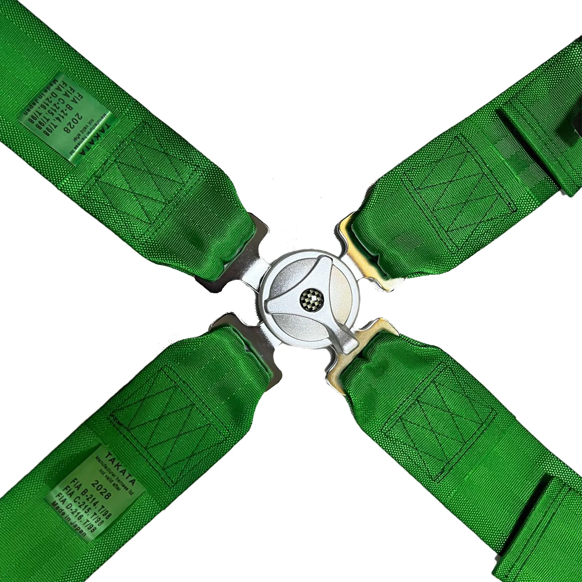 3 INCH SAFETY HARNESS IN POLYESTER FOR FORMULA CARS- 4 POINTS - PULL UP, ADJUSTER-GREEN