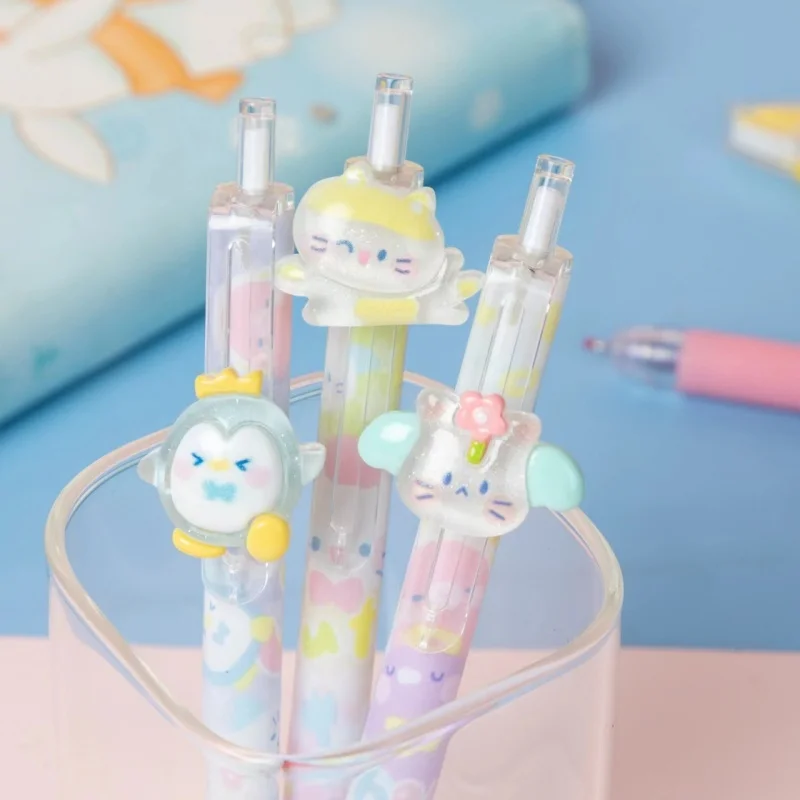 

36pcs/lot Kawaii Penguin Rabbit Erasable Gel Pen Cute 0.5mm Blue Ink Signature Pens Promotional Gift Office School Supplies