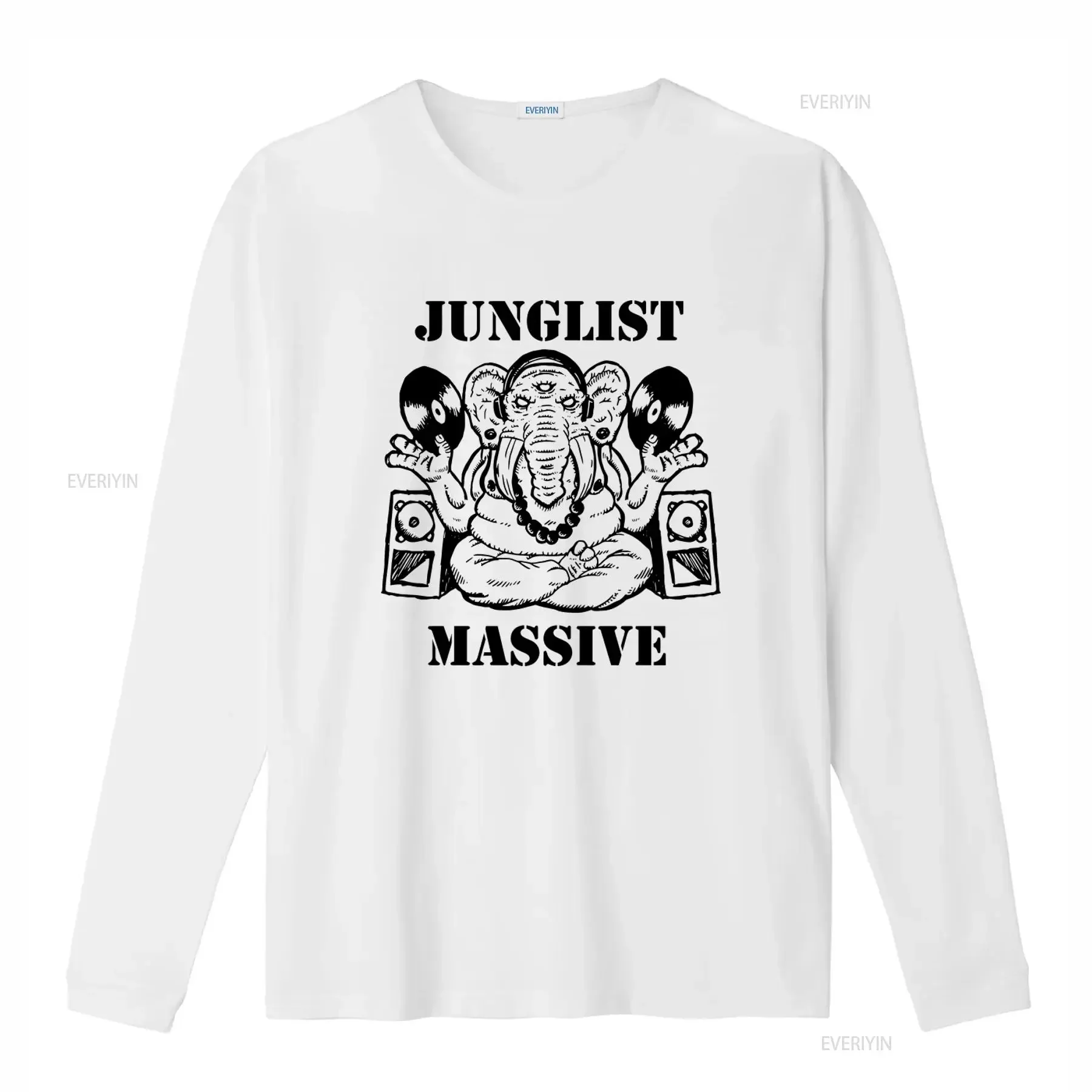 JUNGLIST MASSIVE Elephant DJ T shirt Unique Jungle Themed Print for Music Lovers vintage Washed Breathable Stretched homme Soft