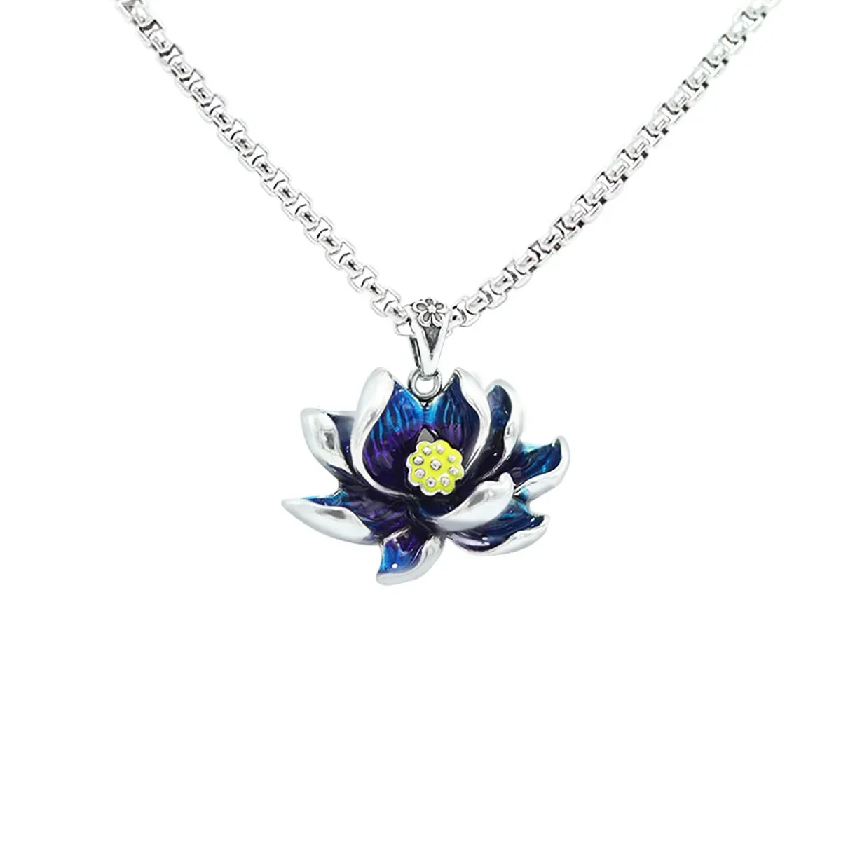 

Luminous Glowing In The Dark Moon Lotus Flower Shaped Pendant Necklace For Women Yoga Prayer Buddhism Jewelry