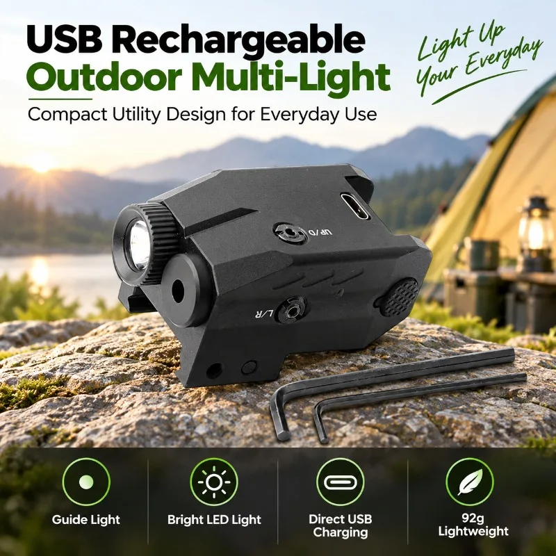 Bottom Mounted Integrated LED Flashlight USB Direct Charging 92G Bright Outdoor Lighting Lamp