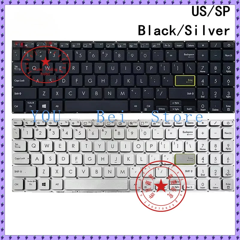 Teclado para ordenador portátil US/SP para ASUS 15X 2020 S5600F E510M E510K M5600I S14 S15 S533 V5050 V5050E/EA X521/EQ/UA/IA/JQ/EA X521F/FL/FA