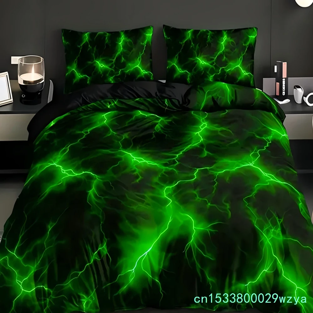 Lightning Pattern 3d Print Quilt Cover Fashion Mysterious Cool Sky Natural Bedding Cover Polyester Comfortable Duvet Cover Set