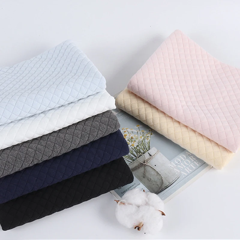 160x45cm 95% Polyester 5% Spandex Diamond Grid Air Layer Solid Color Fabric For Pillowcase Hoodies Handmade DIY Fabric TJ20958