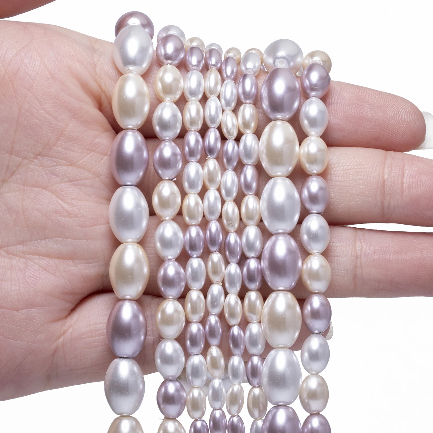 Vier Größen Reisförmige Mehrfarbige Glas-Imitationsperlen für Schmuckherstellung Handgefertigte DIY Armband Halskette Zubehör – Detail 11