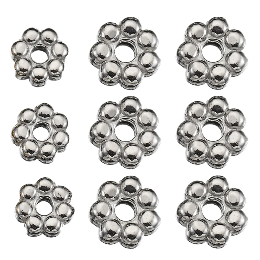 50pcs/Lot Stainless Steel Daisy Spacer Beads 4mm 5mm Flower Spacer Beads Small Charms for DIY Jewelry Making Bracelet Necklace