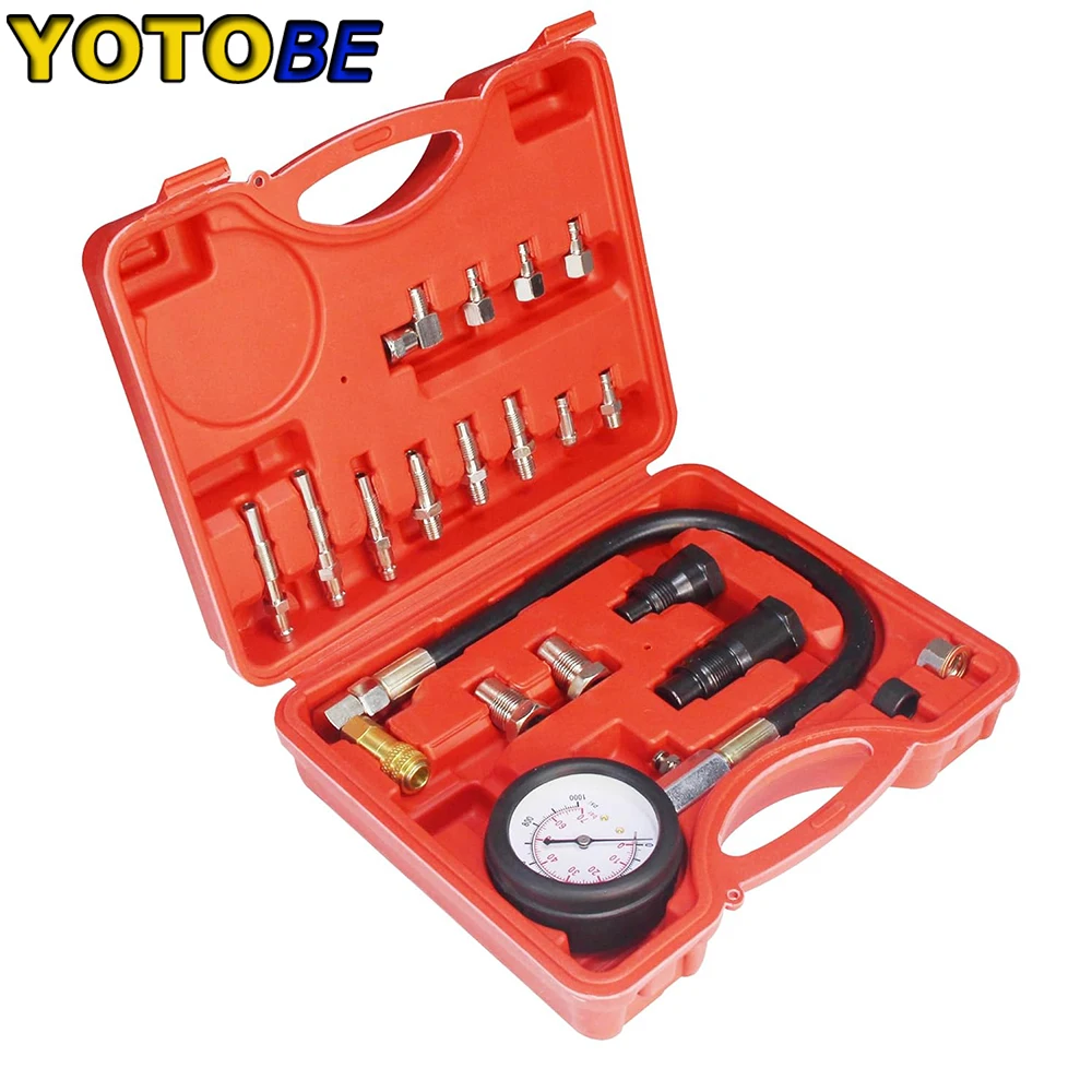 TU-15A Diesel Engine Compression Tester Tool Kit Cylinder Pressure Gauge 0~1000PSI