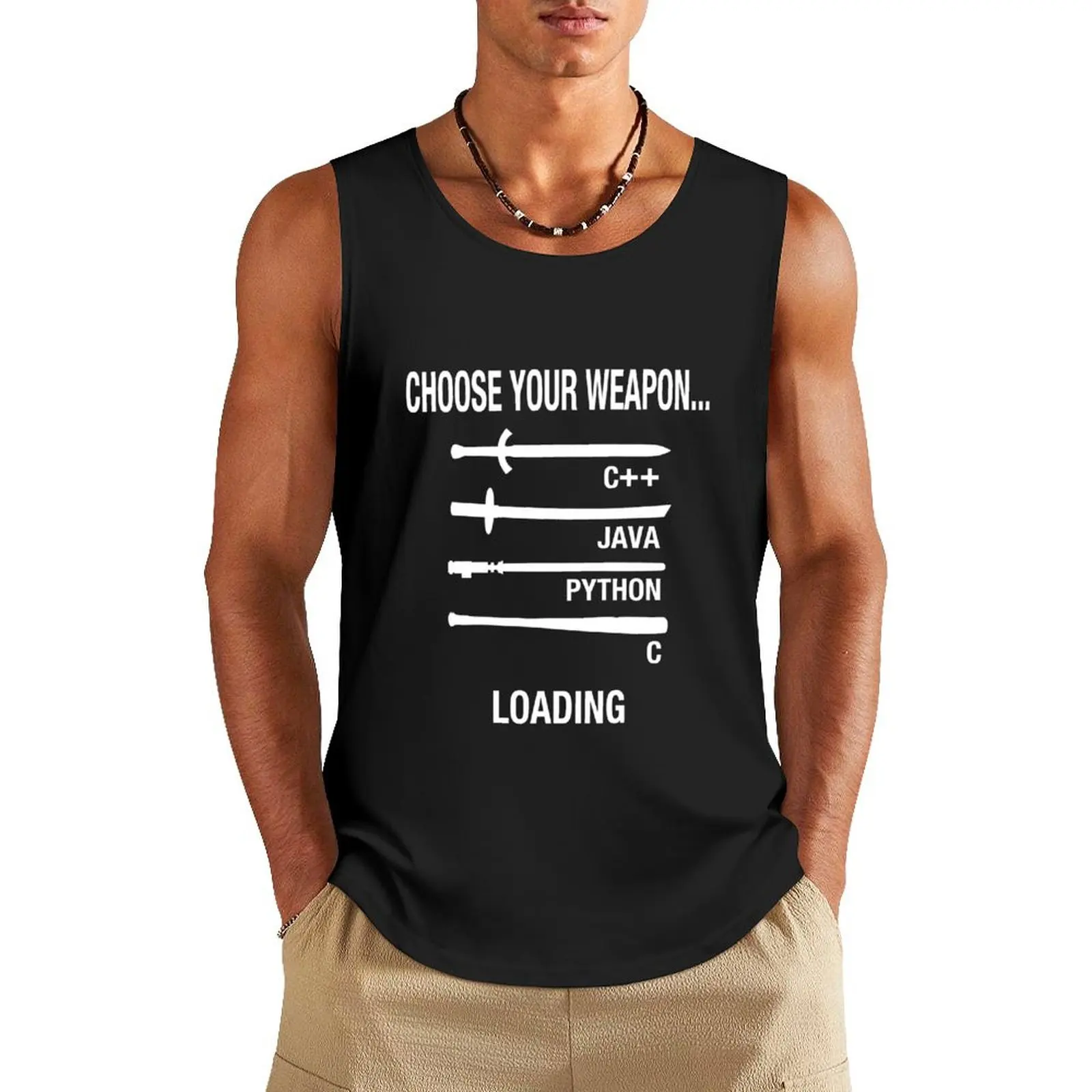 Choose Your Weapon Programmer Joke Tank Top gym men sports vest gym shirt man