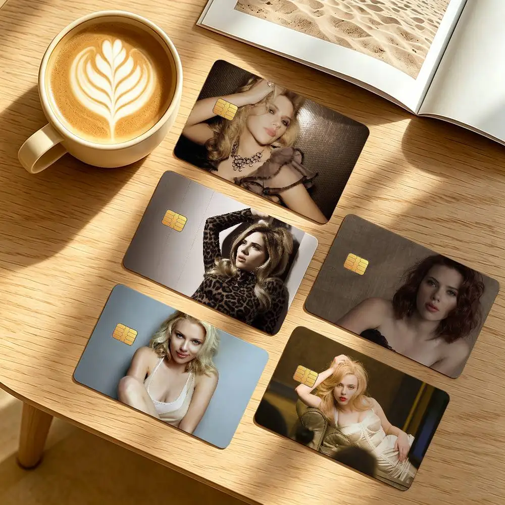 S-Scarlett J-Johansson Actor Credit Card Public Transportation Cards Protective Sticker Waterproof Card Face Decoration 4PCS