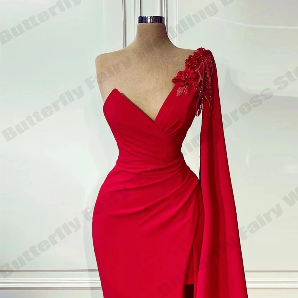 Gorgeous Beautiful Female Elegant One Shoulder Sleeve Cocktail Party Dresses Luxury Evening Dresses Floor Length Dresses 2023