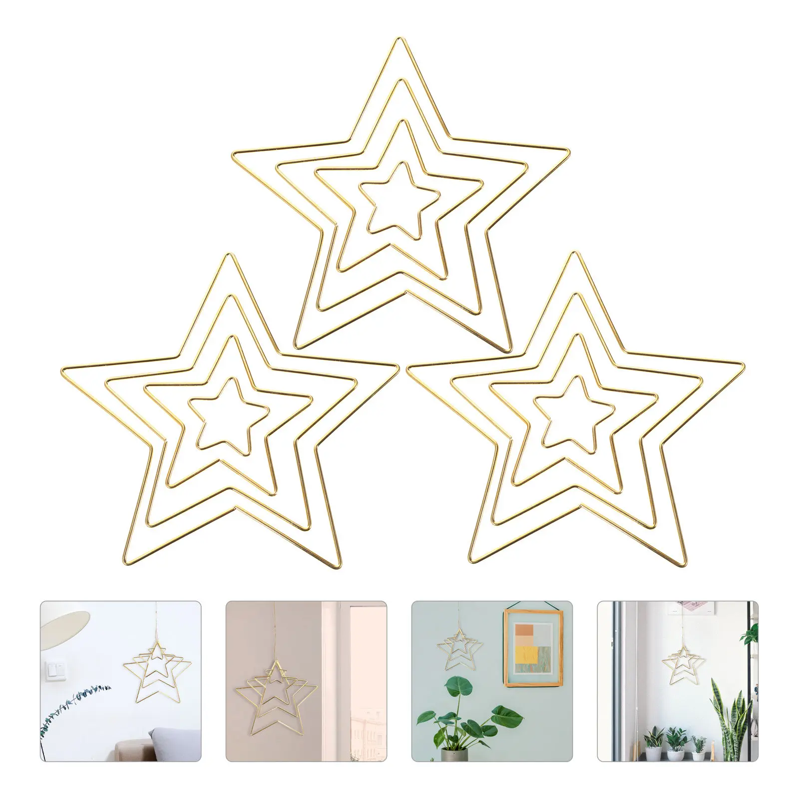 

12Pcs Metal Dream Catcher Hoops Star Style Iron Craft Rings DIY Wreath Floral Decor Macrame Hoops Wall Hanging Frame Craft