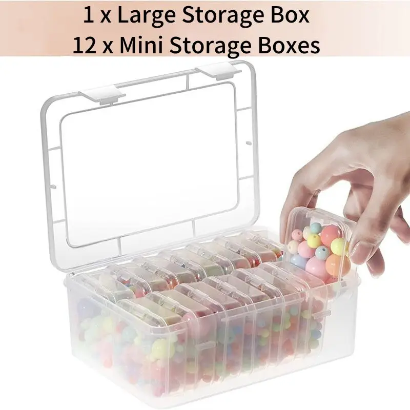 12/15/20/30 Grids DIY Beads Diamond Paint Crafts Transparent Plastic Storage Box, Art Embroidery Jewelry Accessories Box