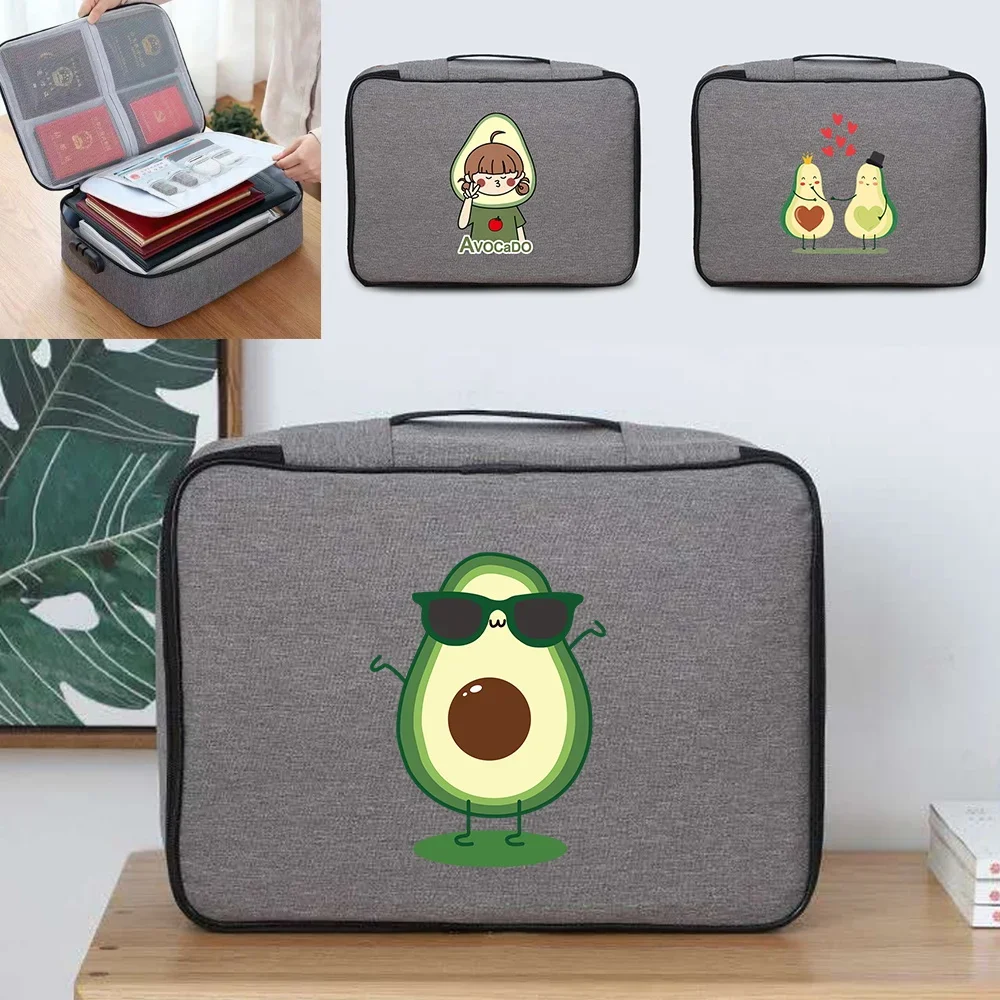 

Men Briefcase Handbags Documents Organizer New Avocado Print Tote Travel Credentials Luggage Storage Safe File Lockbox Women Bag