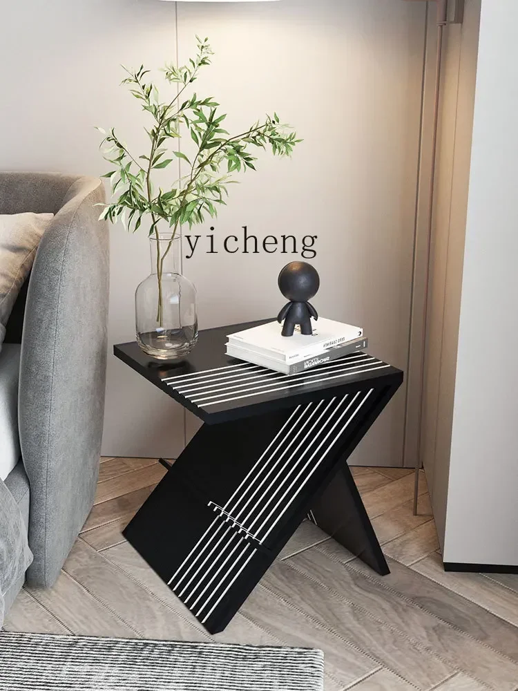 ZK Side Table Side Table Black and White Lines  Model Creative Living Room Creative Art