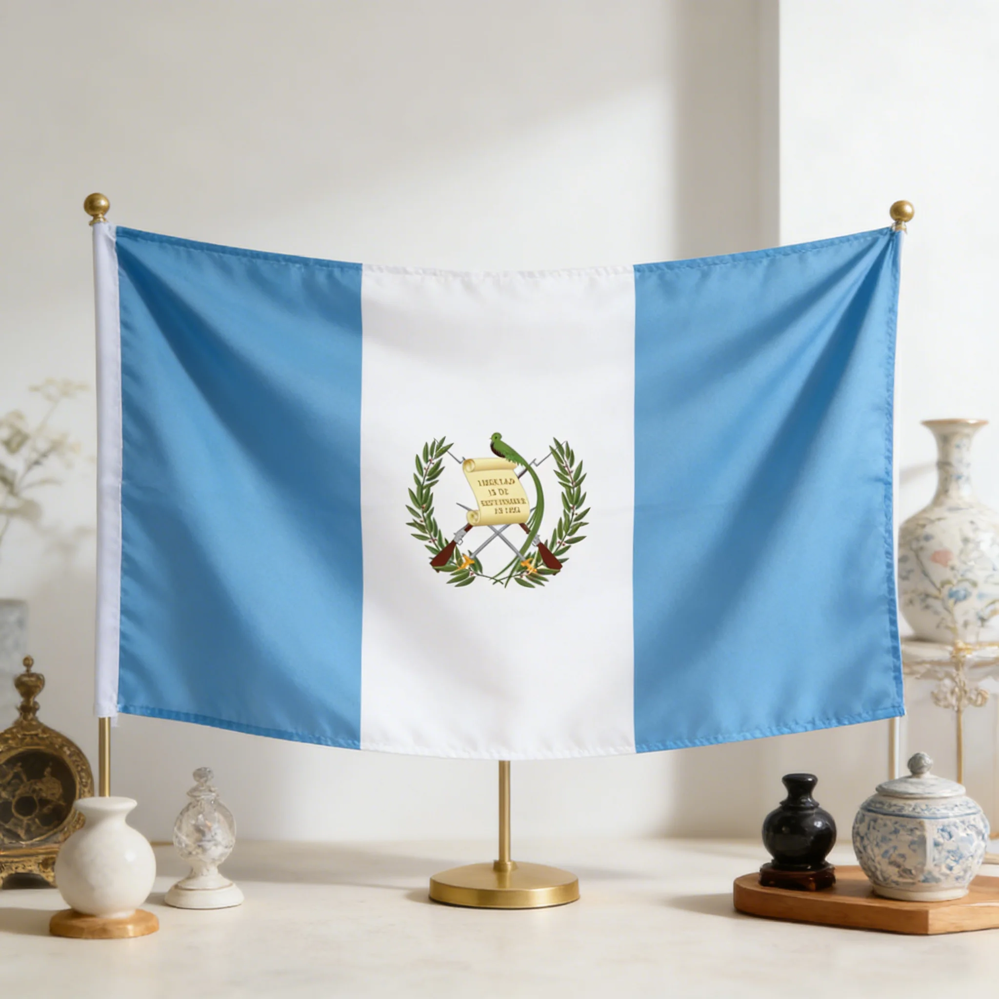 3x5FT Guatemalan flag, professionally generated by a factory, with bright colors and high-quality polyester fabric with 4 buckle