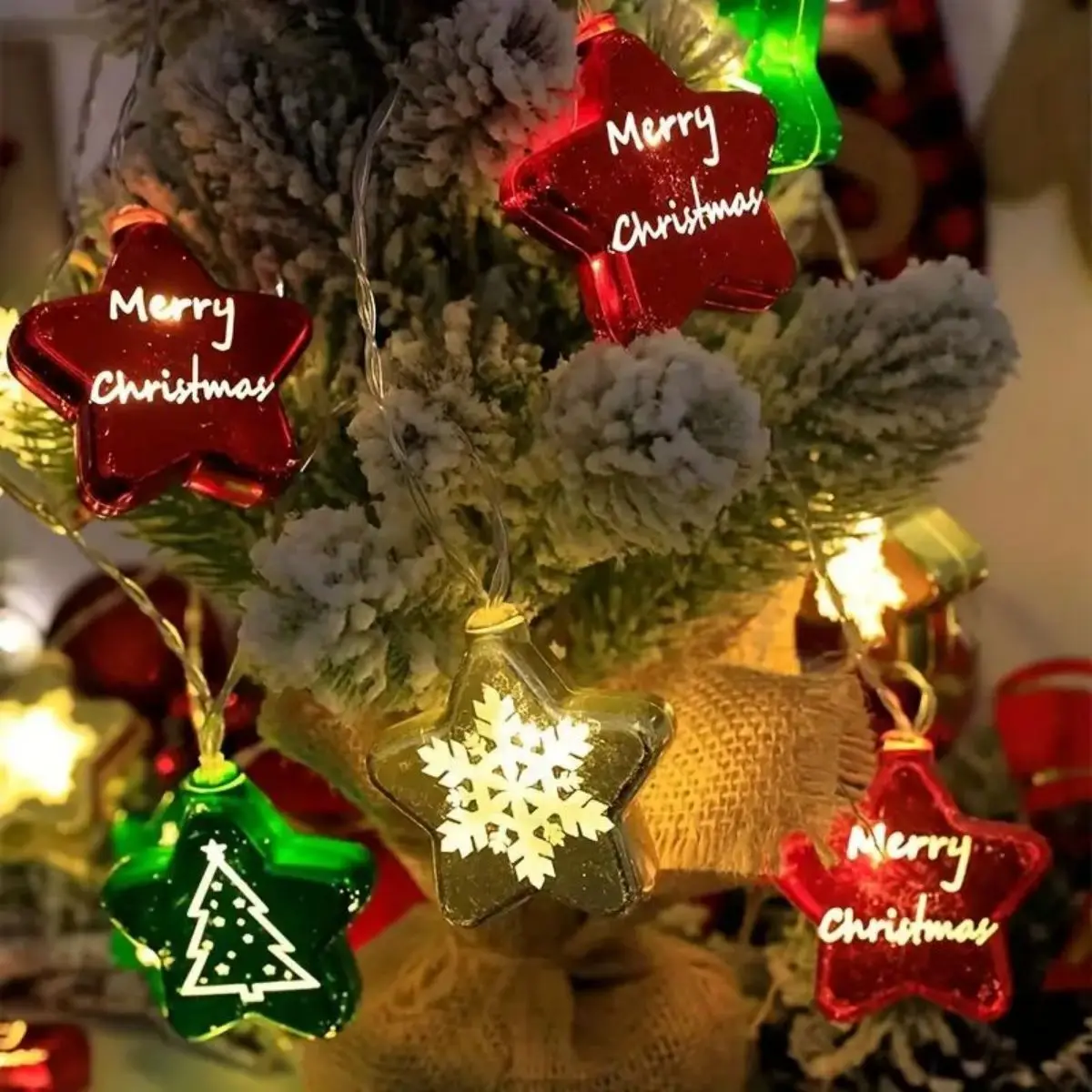 LED Galvanizado Esférico Star String Light, Pingente de Natal, Céu Estrelado, Decoração Da Janela, Colorido, 1Pc, 10 LED, 20LED