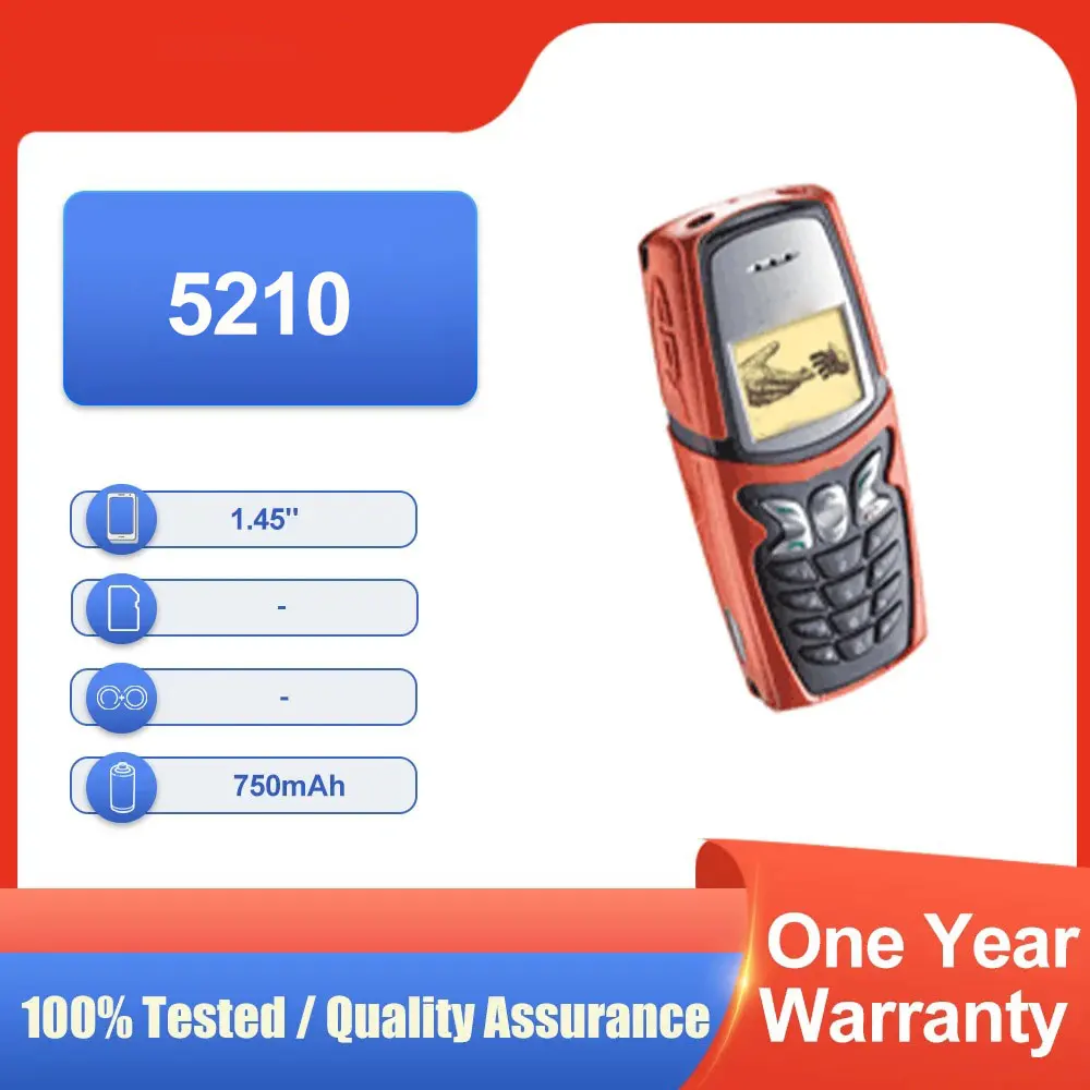 الأصلي مقفلة 5210 شريحة واحدة GSM 900/1800 750mAh ساعة تنبيه الهاتف المحمول لوحة المفاتيح متعددة اللغات صنع في فنلندا