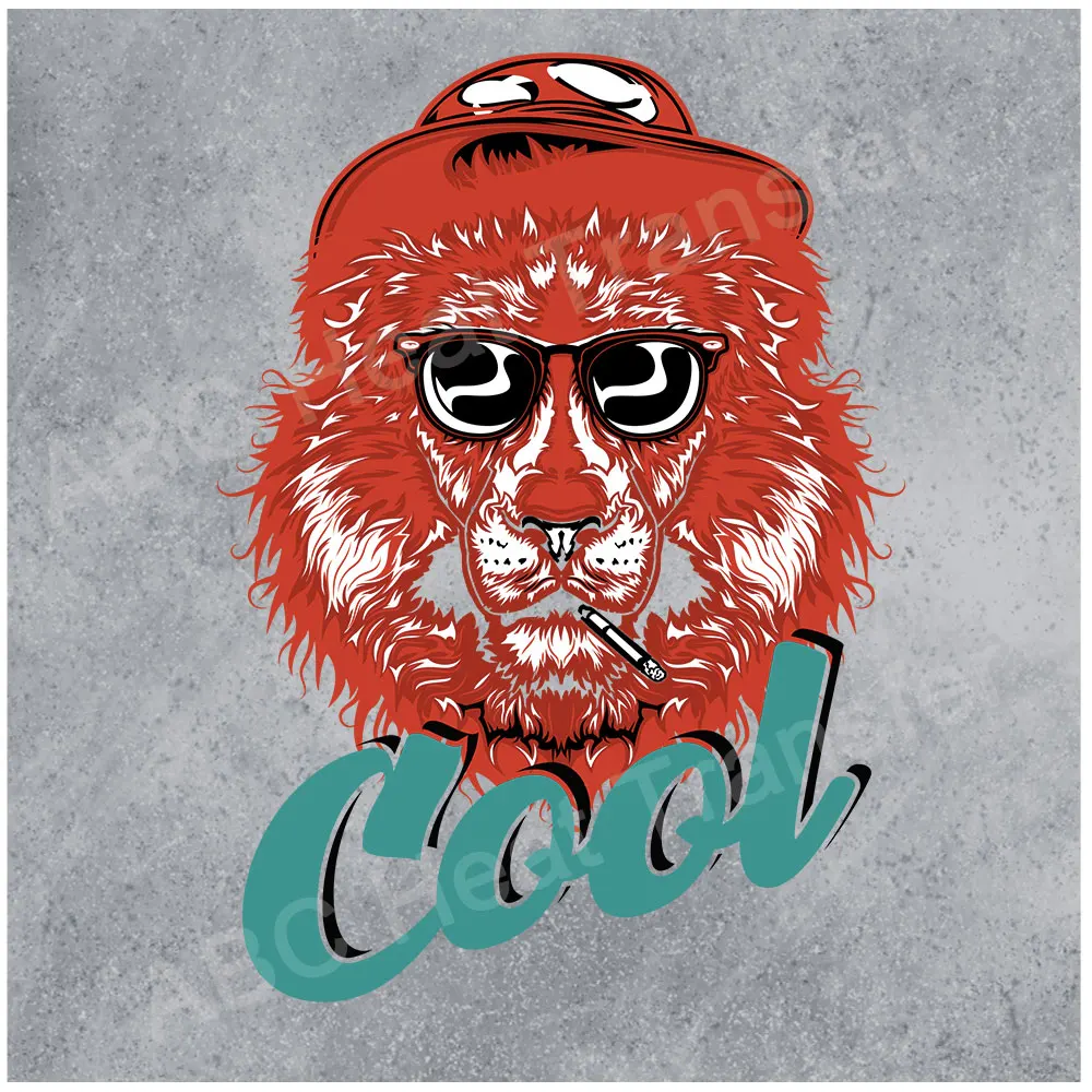 Cool Lion Clothes Decals Iron On Transfer for Clothing Thermal Stickers Heat Transfer For Diy Women Men's Dress Iron On Patches