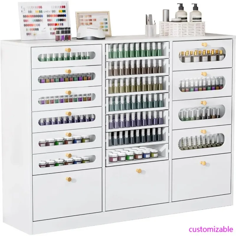 Nail Polish Organizer Cabinet with Drawers, 47.2
