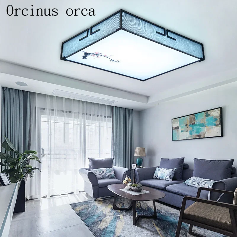 

New Chinese style circular cloth art ceiling lamp living room study simple modern ceiling lamp free shipping
