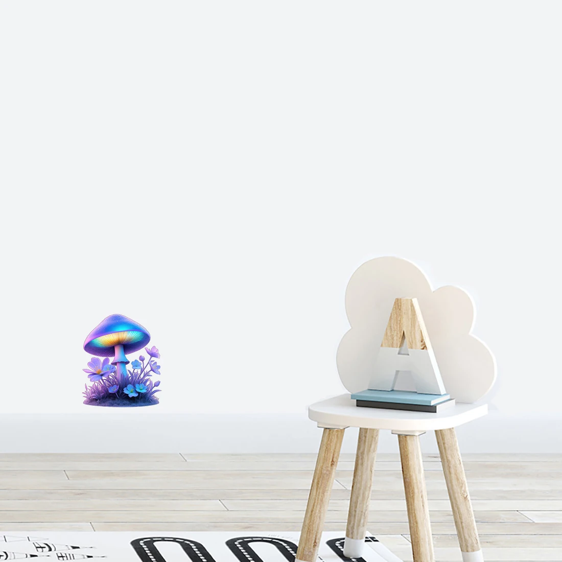 Three Ratels CG33 Cartoon Purple Mushroom Cute Wall Stickers for kid's Bedroom Decoration Computer Stickers