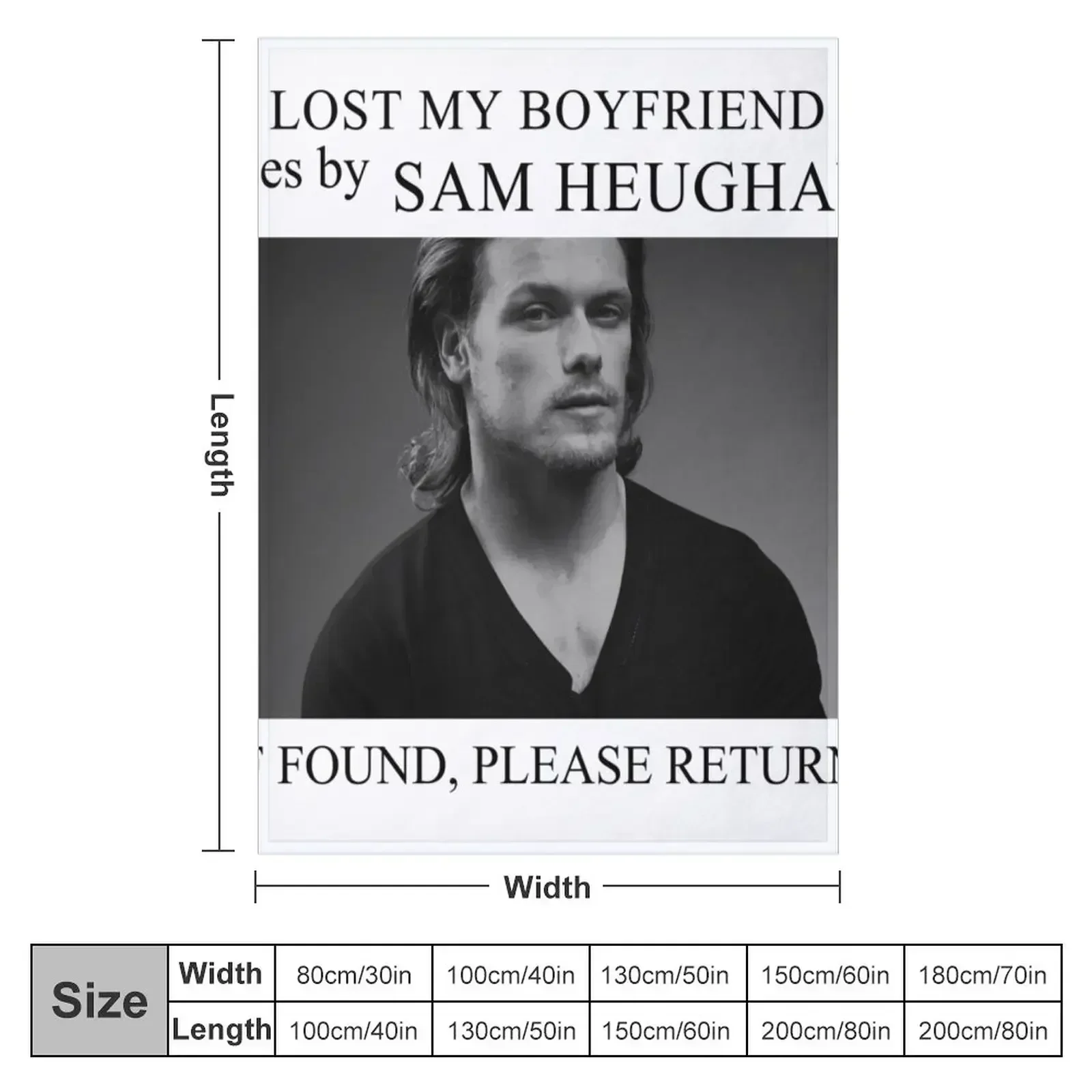 Lost my boyfriend Sam Heughan Throw Blanket Bed Softest Blankets