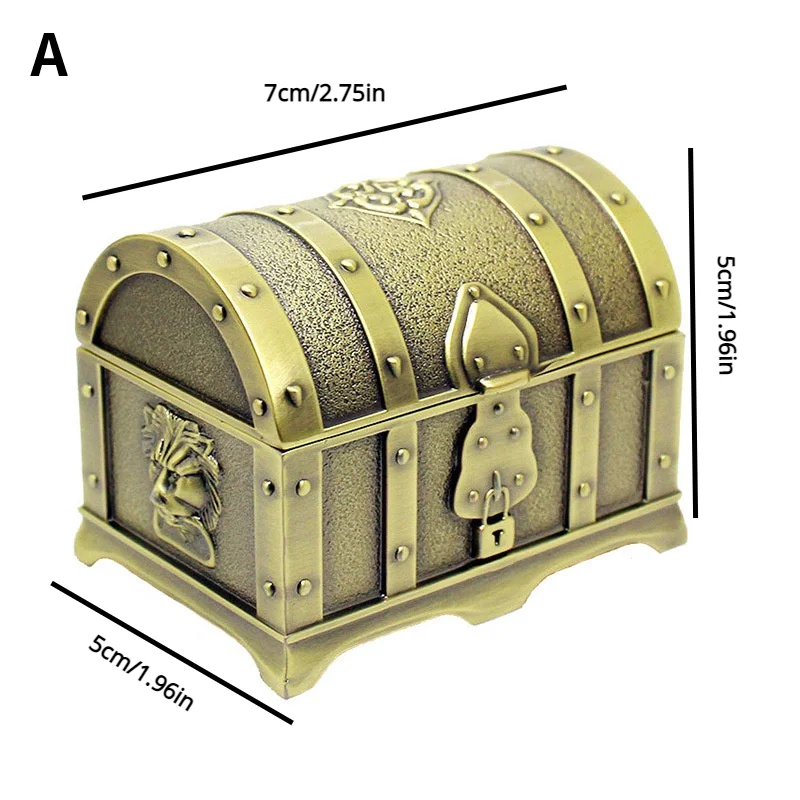 1PC European-style Retro Pirate Undead Treasure Box Metal Crafts Small Jewelry Box Jewelry Storage Treasure Box