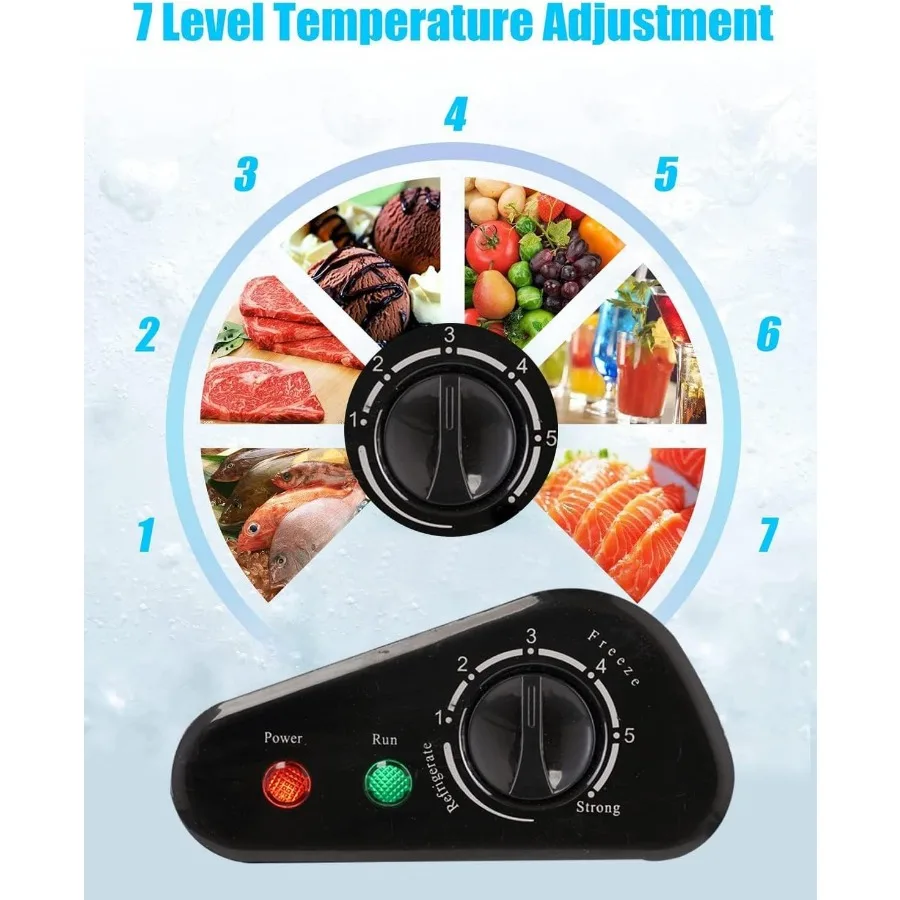 فريزر صدر مدمج 3.5 قدم مكعب مع 7 تروس للتحكم في درجة الحرارة للمنزل أو المرآب يستخدم تصميم الباب العلوي القابل للإزالة #6