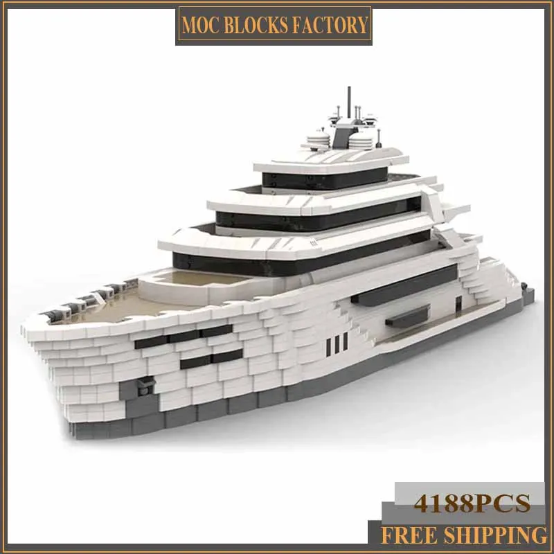 Moc อาคารอิฐเรือทหารรุ่น Superyacht Mary Jane เทคโนโลยี Modular Blocks ของขวัญของเล่นเด็ก DIY ชุดประกอบ