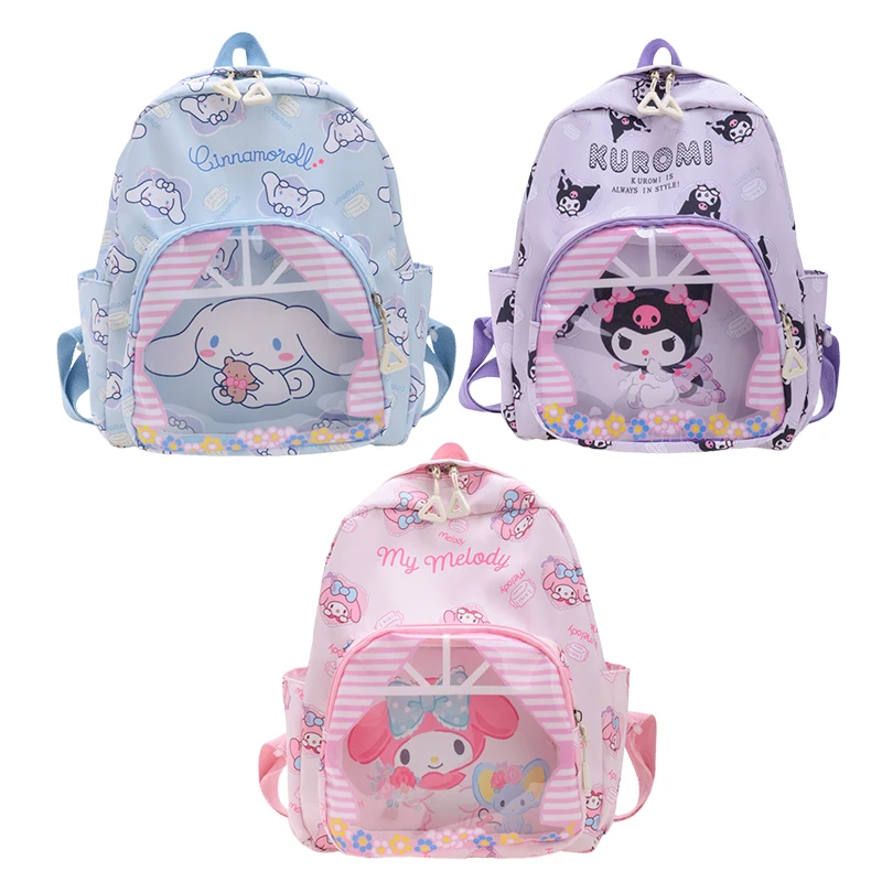 Kawaii Cartoon Sanrio Melody Kuromi Cinnamoroll Backpack Fashion Schoolbag Children Cute High Capacity Shoulder Bags Gifts