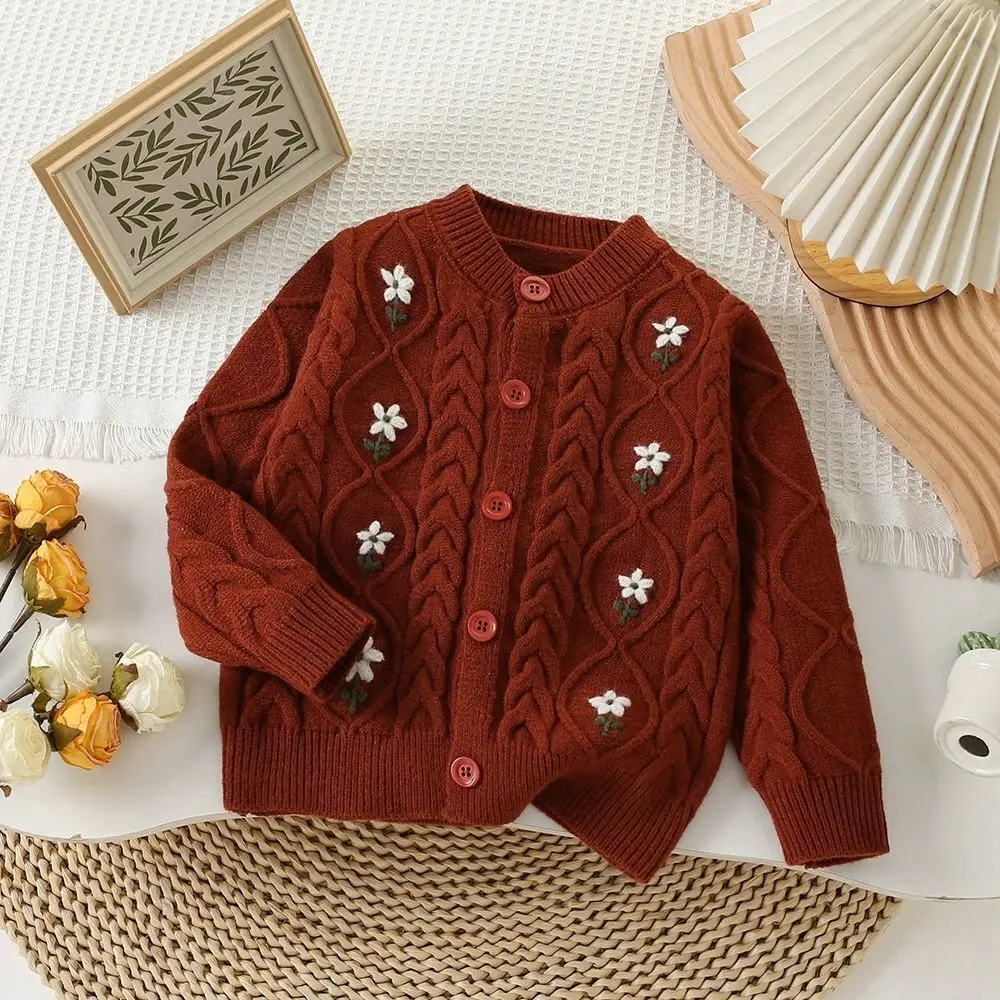 Autumn Winter  Casual Sweaters Cotton Clothes Girls' Outerwear 2024 New Children's Knitted Cardigan image 4