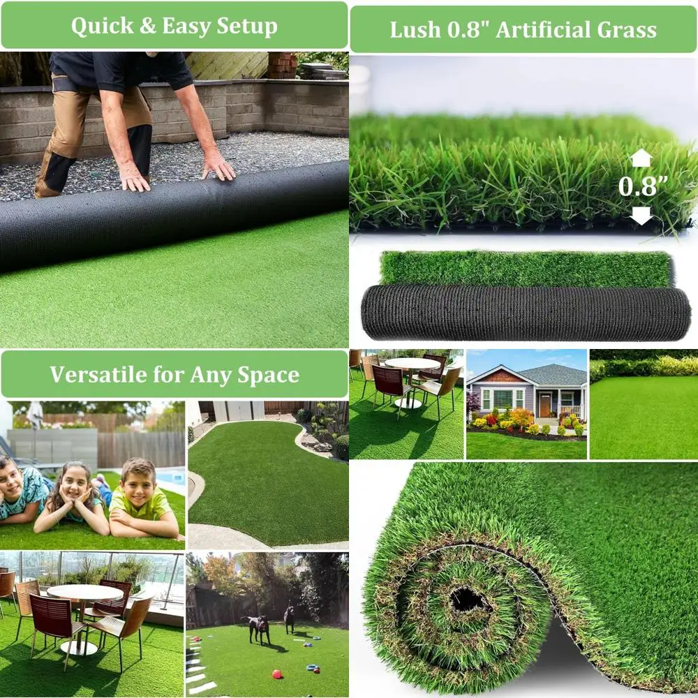 

Искусственный газонный коврик 12 футов x 40 футов, высота ворса 0,8 дюйма, с дренажными отверстиями, подходит для зон для животных, для использования в помещении/на улице